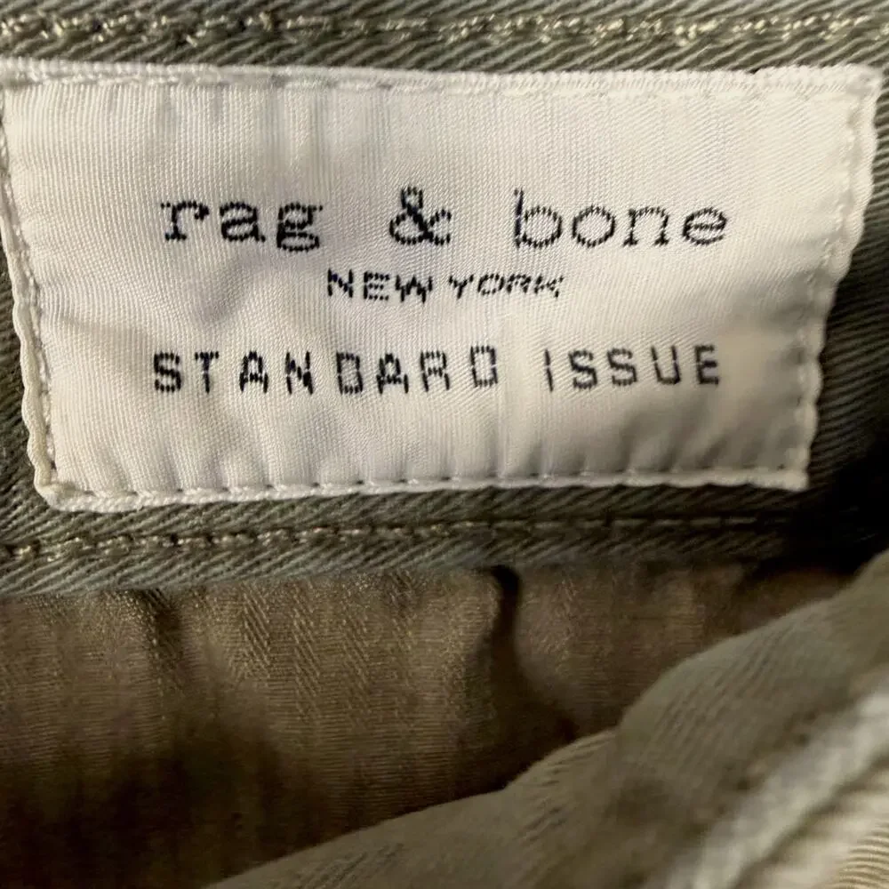Rag & Bone Mens 30x30 Standard Issue Slim Leg Army Green Olive Khaki Chino Lux